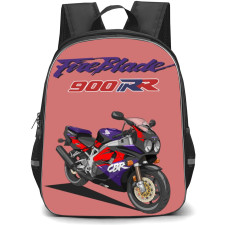 Motorbike Honda Backpack StudentPack - Motorbike Honda CBR 900RR Fireblade 1994 Vector Art On Pink Background