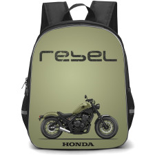Motorbike Honda Backpack StudentPack - Motorbike Honda CMX500 Rebel Custom Art On Battle Green Background