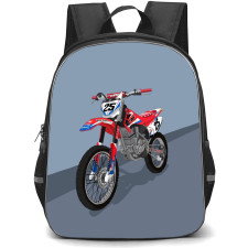 Motorbike Honda Backpack StudentPack - Motorbike Honda CRF230 Red Illustration Art On Gray Background