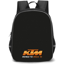 Motorbike KTM Backpack StudentPack - Motorbike KTM Logo On Black Chevron Pixel Art Pattern Background