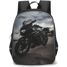 Motorbike Kawasaki Backpack StudentPack - Motorbike Kawasaki Ninja 250R Black In Cloudly Day Poster