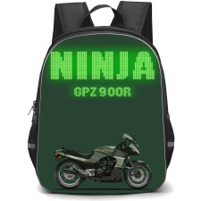 Motorbike Kawasaki Backpack StudentPack - Motorbike Kawasaki GPZ 900R Illustration Art With Neon Effect