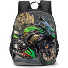 Motorbike Kawasaki Backpack StudentPack - Motorbike Kawasaki Ninja 650 On Green Mountain Background