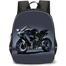 Motorbike Kawasaki Backpack StudentPack - Motorbike Kawasaki Ninja H2R Black Color On Gray Background