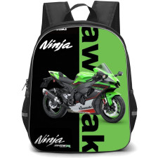 Motorbike Kawasaki Backpack StudentPack - Motorbike Kawasaki Ninja ZX-10R On Black Green Background
