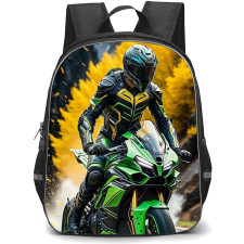 Motorbike Kawasaki Backpack StudentPack - Motorbike Kawasaki ZX10 Running Digital Art Poster