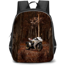 Motorbike MV Agusta Backpack StudentPack - Motorbike MV Agusta F3 RR White Color In The Forest Poster