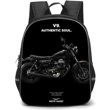 Motorbike Moto Guzzi Backpack StudentPack - Motorbike Moto Guzzi V9 Bobber On Dark Background