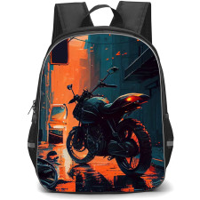 Motorbike Backpack StudentPack - Motorbike And Rainy City Night Art Poster
