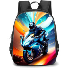 Motorbike Backpack StudentPack - Motorbike Rider Illustration Art On Multi Color Background