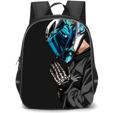 Motorbike Backpack StudentPack - Motorbike Rider Wears Helmet Side Portrait Illustration Art On Dark Background