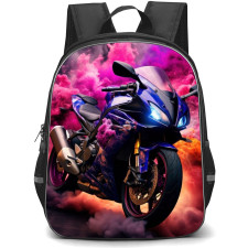 Motorbike Backpack StudentPack - Motorbike Standing On Colorful Smoke Poster