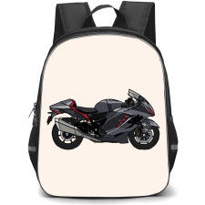 Motorbike Suzuki Backpack StudentPack - Motorbike Suzuki Hayabusa Illustration Art Beige Background