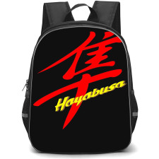 Motorbike Suzuki Backpack StudentPack - Motorbike Suzuki Hayabusa Logo On Black Background