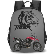 Motorbike Triumph Backpack StudentPack - Motorbike Triumph Tiger 800 Red On Gray Background