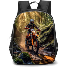 Motocross Backpack StudentPack - Motocross Biker In The Forest Poster