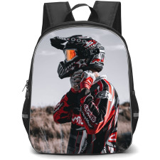 Motocross Backpack StudentPack - Motocross Rider Fixing Helmet Knob Poster