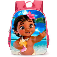 Moana Backpack StudentPack - Little Moana Holding a Seashell Beach Background