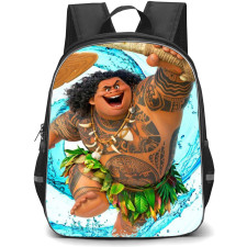 Moana Maui Backpack StudentPack - Maui Holding his Hook Water Splash Background