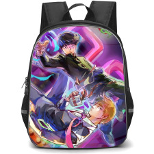 Mob Psycho 100 Backpack StudentPack - Arataka And Shigeo In A Vibrate Color Digital Art Background