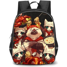Monster Hunter Felyne Backpack Student Pack - Felyne Chef Poses Holding Chicken Illustration