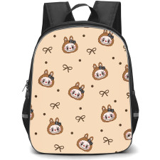 The Monsters Labubu Pop Mart Backpack StudentPack - The Monsters Labubu Avatar Pattern Art On Beige Background