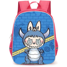 The Monsters Labubu Pop Mart Backpack StudentPack - The Monsters Labubu Dinosaur Standing On Blue Wall Background
