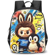 The Monsters Labubu Backpack School Bag StudentPack - Penguin Paint Splash Portrait Poster