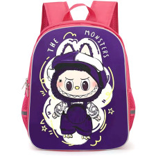 The Monsters Labubu Pop Mart Backpack StudentPack - The Monsters Labubu Standing Classic Pose On Purple Background