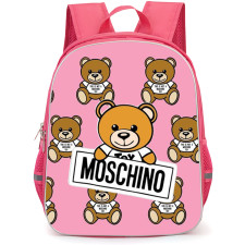 Moschino Backpack School Bag StudentPack - Moschino Bear Pattern Art On Pink Background