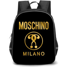 Moschino Backpack School Bag StudentPack - Moschino Milano Gold Luxury Logo On Black Background