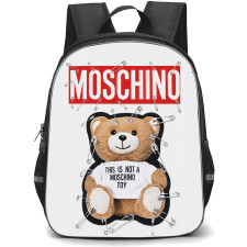 Moschino Backpack School Bag StudentPack - Moschino Safety Pin Teddy Bear This Is Not A Moschino Toy Slogan Poster