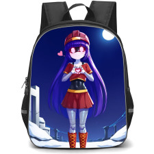 Murder Drones Doll Backpack StudentPack - Doll Showing Heart Sign On Night Sky Moon Background Illustration Art
