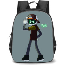 Murder Drones Thad Backpack StudentPack - Thad Looking Back Standing On Gray Background