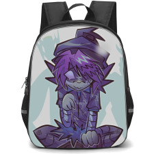 Murder Drones Uzi Backpack StudentPack - Uzi Purple Anime Art Sticker On Gray Background