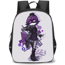 Murder Drones Uzi Backpack StudentPack - Uzi Holding Knife And Standing On Light Purple Background