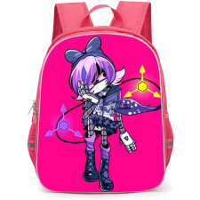 Murder Drones Uzi Backpack StudentPack - Uzi Standing Anime Art On Pink Background