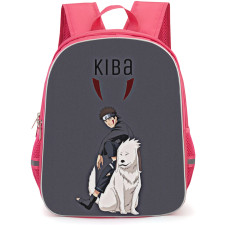Naruto Kiba Inuzuka Backpack StudentPack - Kiba Inuzuka Akamaru Portrait On Grey Background