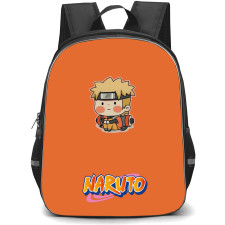 Naruto Uzumaki Backpack StudentPack - Naruto Uzumaki Sitting Chibi Style On Orange Background