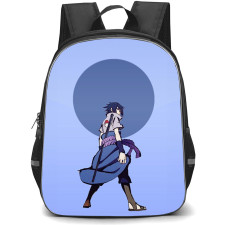 Naruto Sasuke Uchiha Backpack StudentPack - Sasuke Uchiha Back Portrait On Blue Background