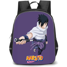 Naruto Sasuke Uchiha Backpack StudentPack - Sasuke Uchiha Portrait Minimalist On Purple Background