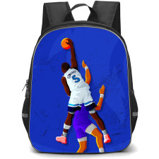 NBA Anthony Edwards Backpack StudentPack - Anthony Edwards Minnesota Timberwolves Dunking Illustration Art On Purple Background