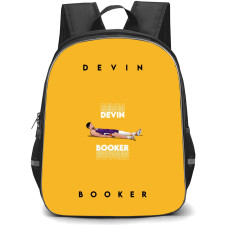 NBA Devin Booker Backpack StudentPack - Devin Booker Laydown Illustration Art On Yellow Background