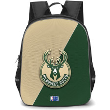 NBA Milwaukee Bucks Backpack StudentPack - Team Logo On Cream And Green Background