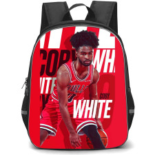 NBA Coby White Backpack StudentPack - Coby White Pose On Word Art Red Background