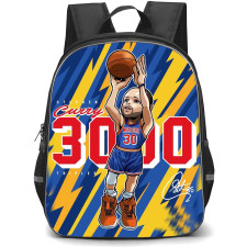 NBA Stephen Curry Backpack StudentPack - Stephen Curry Golden State Warriors 30 Shooting Cartoon Blue Yellow Stripe
