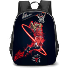 NBA Derrick Rose Backpack StudentPack - Derrick Rose Chicago Bulls King Dunking On Black Background