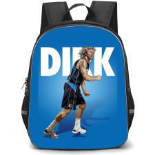 NBA Dirk Nowitzki Backpack StudentPack - Dirk Nowitzki Shouting Illustration Art On Blue Background