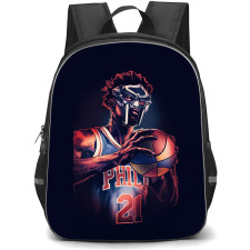 NBA Joel Embiid Backpack StudentPack - Joel Embiid Mask Fierce Portrait Illustration On Black Background