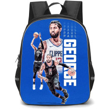 NBA Paul George Backpack StudentPack - Paul George Los Angeles Clippers 13 Dribbling On Blue Background
